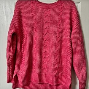 CAbi Elsa Pink Cable Knit Pink pullover Sweater Style#4245 -Size Medium.